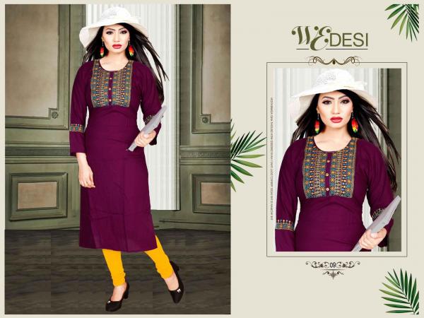 Aagya We Desi 4 Rayon Embroidery Fancy Kurti